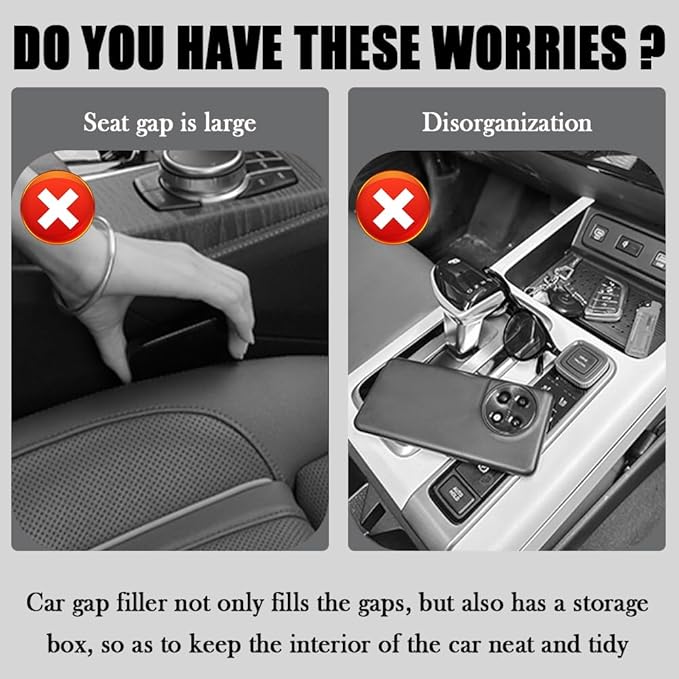 2PCS Upgraded Car Seat Gap Filler,Soft No Drop Seat Guard for Cars with Dual Slot Car Seats Gap Organizer for Storing Items & Filling Gaps,Versatile Between Seats Cars Gaps Filler