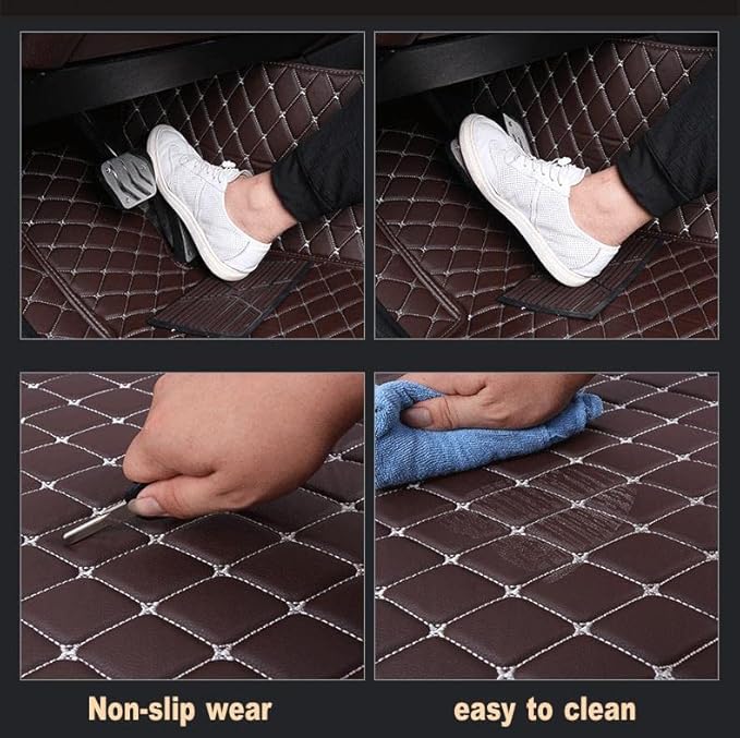 Custom Waterproof Leather Car Floor Mats Fit for Most Car SUV Truck & Sportscar All Weather Protection Vehicles (Black+Red)