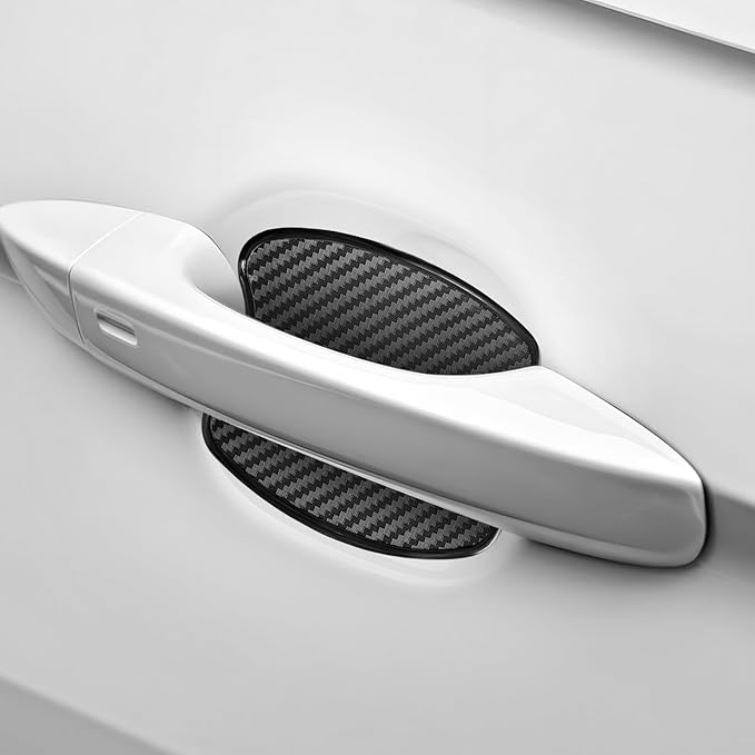 4 PCS Car Door Handle Bowl Stickers, Anti-Scratch Carbon Fiber Auto Handle Cup Protector Paint Guard, Waterproof Door Bowl Sticker Non-Marking Protective Film for Car SUV Truck (Small)