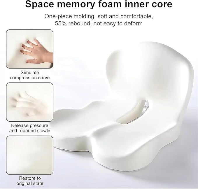 L-Shaped Memory Foam Seat Cushion with Lumbar Support-Ergonomic Car & Office Chair Cushion for Sciatica, Coccyx & Back Pain Relief Supports Hips & Back for Drivers & Long Sitting (Blue Gray)