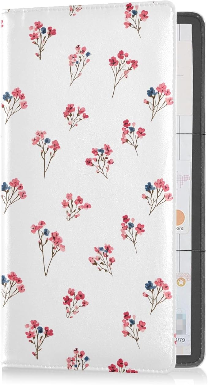ALAZA Red Flowers Floral Car Registration and Insurance Card Holder Vehicle Glove Box Car Organizer Driver License Documents Holder Waller Case Organizers