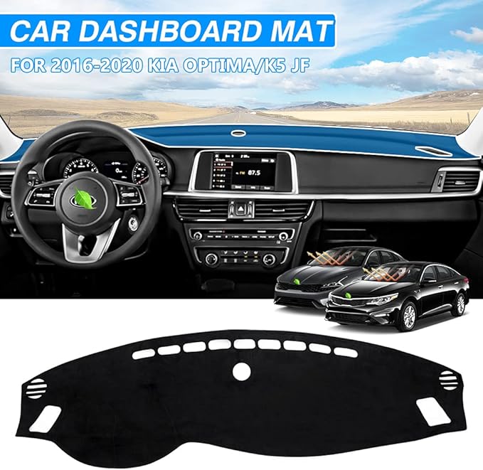 CARTIST Custom Fit for Suede Dash Cover 2016 2017 2018 2019 2020 Kia Optima Dashboard Mat Non-Slip Dash Mat Pad Carpet Odorless Sunshade Glare UV Rays Protector