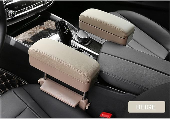 AOWIS Car Console Armrest Box Arm Rest Height Adjustable Comfort Elbow Pad Universal (Beige)