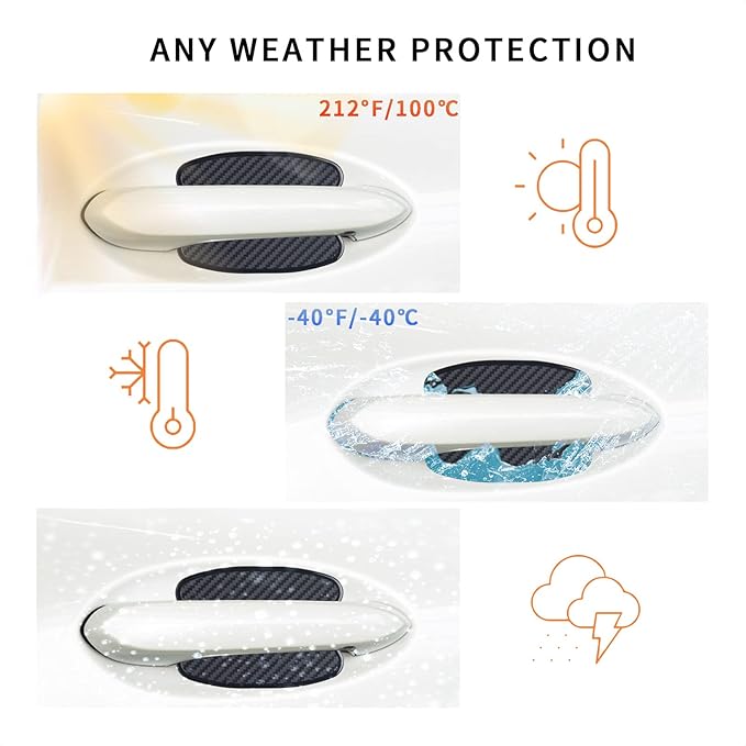 TANGSEN 4Pcs Universal 3D Carbon Fiber Texture Automotive Door Cup Handle Recess Paint Protector Cover Scratch Non-Marking TPU Personalize Pad Sticker (S)