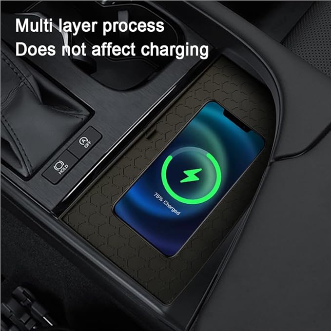 Center Console Mat Wireless Charging Mat Compatible with Lexus ES ES250 ES300h 2022 2023 2024 Car Non Slip Wireless Charger Silicone Cover Pad (Black)