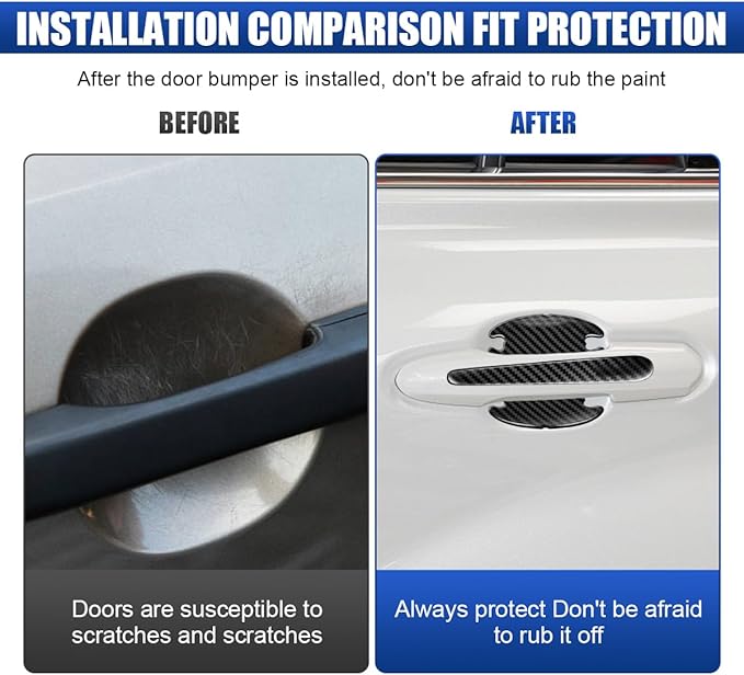 16PCS Car Door Handle Cup Scratch Protector Set, Waterproof Car Door Bowl Sticker Protector Film, Anti-Scratch Car Paint Cover Guard Pad Universal for Most Cars, SUVs (Carbon Fiber)