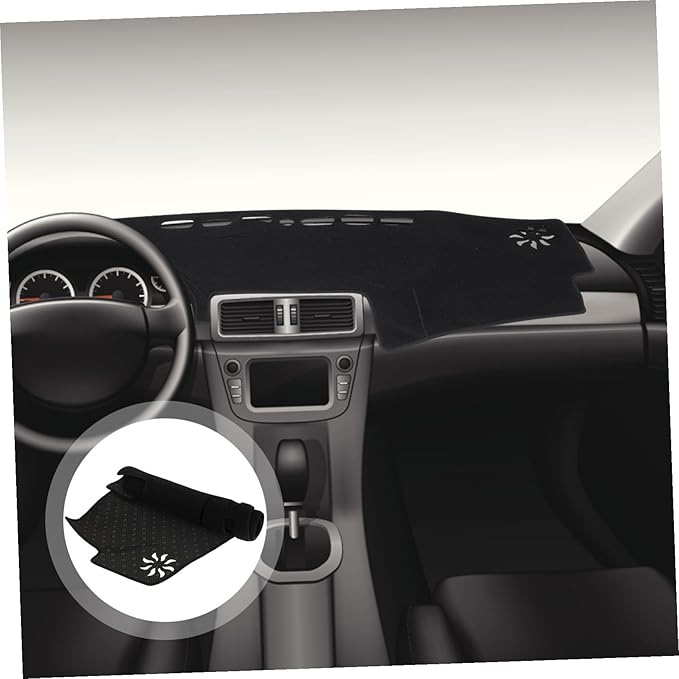 Automotive Dashboard Cover Pad Polyester Anti-Slip Dash Mat Carpet for Left-Hand Drive Cars Non-Glare Sunshade Protector with Silicone Grip Black