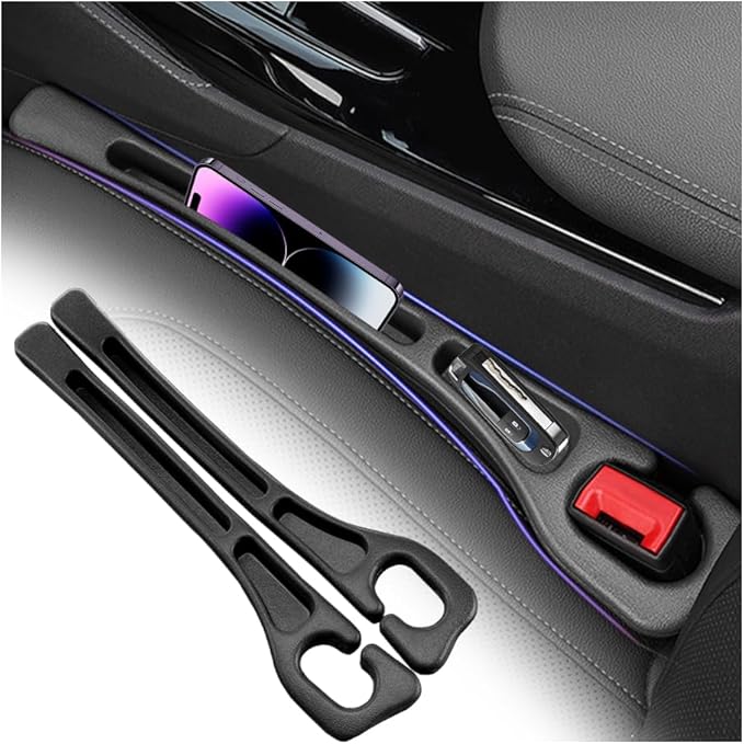 2PCS Upgraded Car Seat Gap Filler,Soft No Drop Seat Guard for Cars with Dual Slot Car Seats Gap Organizer for Storing Items & Filling Gaps,Versatile Between Seats Cars Gaps Filler