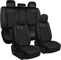 ARTIBY Seat Covers Full Set Custom Fit for Mitsubishi Outlander 2004-2025, Standard Waterproof Car Seat Cover, Breathable and Comfortable Leather Cushion Cover, Auto Interior Accessories (Black)