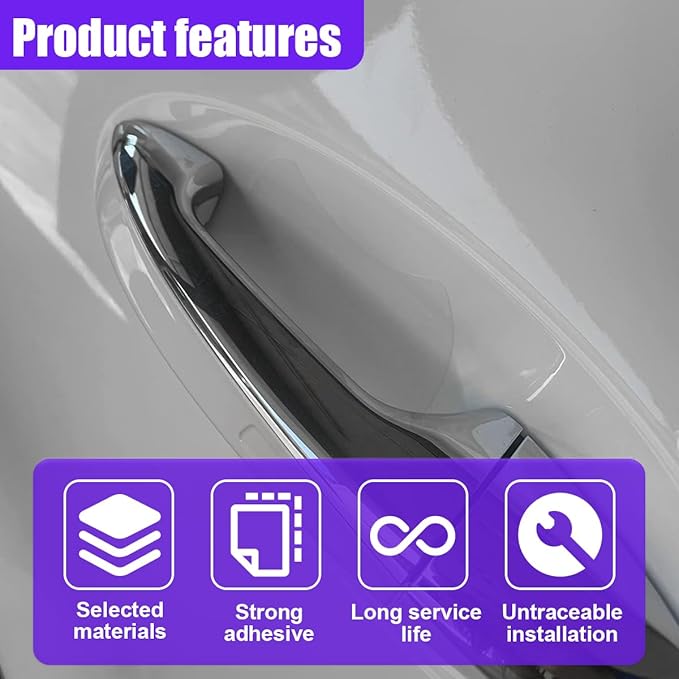 Clear Car Door Handle Cup Protector, Car Door Handle Scratches Protective Films, Waterproof Auto Transparent Paint Bumper Trim Guard Cup Stickers Universal for Most Cars (16PCS)