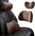 Car Headrest & Lumbar Support Cushion, Car Headrest and Lumbar Support, Ergonomic Car Seat Headrest & Lumbar Cushion, Car Head Rest and Lumbar Pillow Set for Neck Back Pain Relief (Coffee)