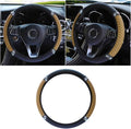 Bling Soft Leather Steering Wheel Cover, 15 Inch Colorful Rhinestones Auto Elastic Protector with Crystal Diamond for Women Girls, Car Accessories for Most Cars, SUVs (Beige)