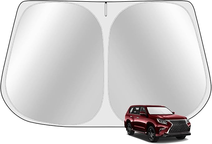 Toluoma Custom Fit Windshield Sun Shade for Le-xus GX460 2010-2023 - Full Coverage, 210T Reflective Fabric, Double-Layer Design - Blocks 99% UV Rays, Keeps Car Cool, Easy to Install and Store