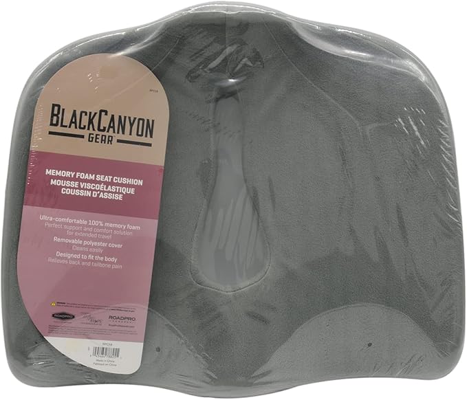 RoadPro RPC16 Memory Foam Seat Cushion - Office Chair Cushion and Car Truck Accessory - Gray