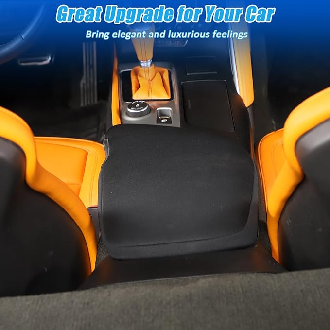 Black Cloth Center Console Cover Armrest Pad for Chevrolet Corvette C7 2014-2019 Car Armrest Cover Cushion,Car Armrest Seat Box Protector Accessories