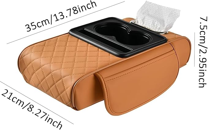 Car Armrest Pad for Nissan Altima 2013-2018, PU Leather 5-in-1 Armrest Storage Box Center Console Cover Armrest Cushion Arm Rest Cushion Pads with Cup Holders and Tissue Box, F/Orange