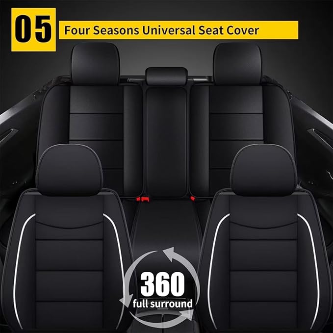 YORKNEIC Fit for kia Sportage Seat Covers 5 Seats 2009-2024 2025 - Leather Car Seat Covers Full Set (2 Row 5 Seats, Black)