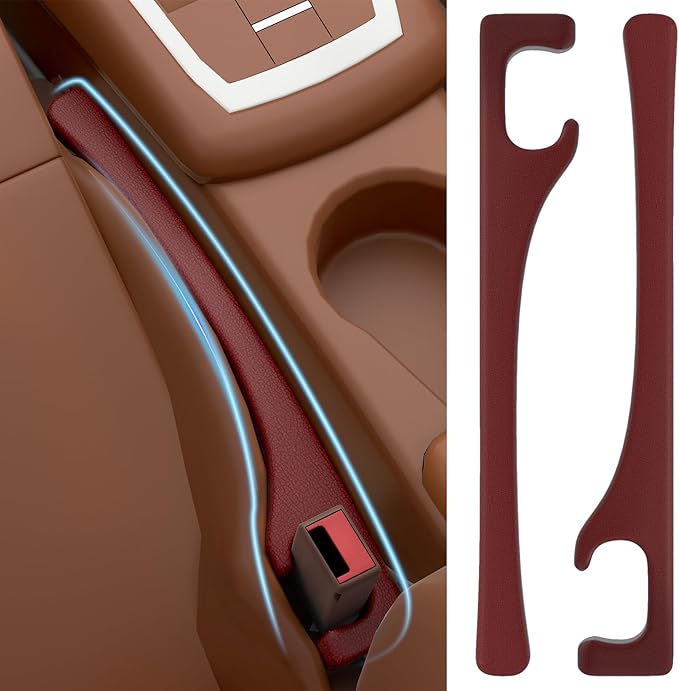 JAGAOSL Car Seat Gap Filler, Universal Fits Car SUV Truck PU Leather Crevice Blocker, Between Seat and Center Console, Stops Cellphone Wallet Keys Coins from Dropping, 2 Pack Red