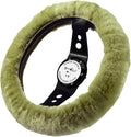 Andalus Brands Luxury Fluffy Car Steering Wheel Covers – Genuine Merino Sheepskin, Soft Fuzzy Car Steering Wheel Cover for Women, Universal 14.5-15" Size, Plush Fur Cute Auto Accessories, Green