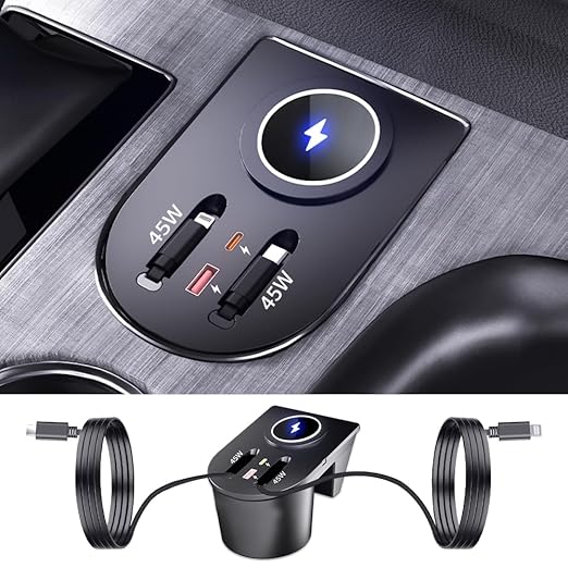 Car USB Hub Docking Station for Toyota Sienna 2021 2022 2023 2024 2025 2026 Type-C Fast Charger Auto Interior Centre Console Accessories Cigarette Lighter Decoration Phone Wireless Charging Adapter