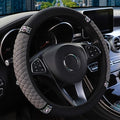 WLERIR Microfiber Leather Steering Wheel Cover with Anti-Slip Lining Universal Car Accessory for Steering Wheel with a Diameter of 14.5-15 inch (Grey)