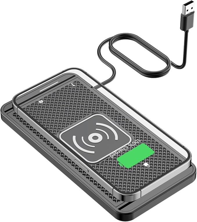 Wireless Charging Pad for Car for Ford Mustang GT/Mustang Mach 1 3 Doors 2000-2023 2024-pr, 15W Fast Wireless Charger Mat Non-Slip Silicone Car Center Console Phone Charging Pad,B/15W-USB