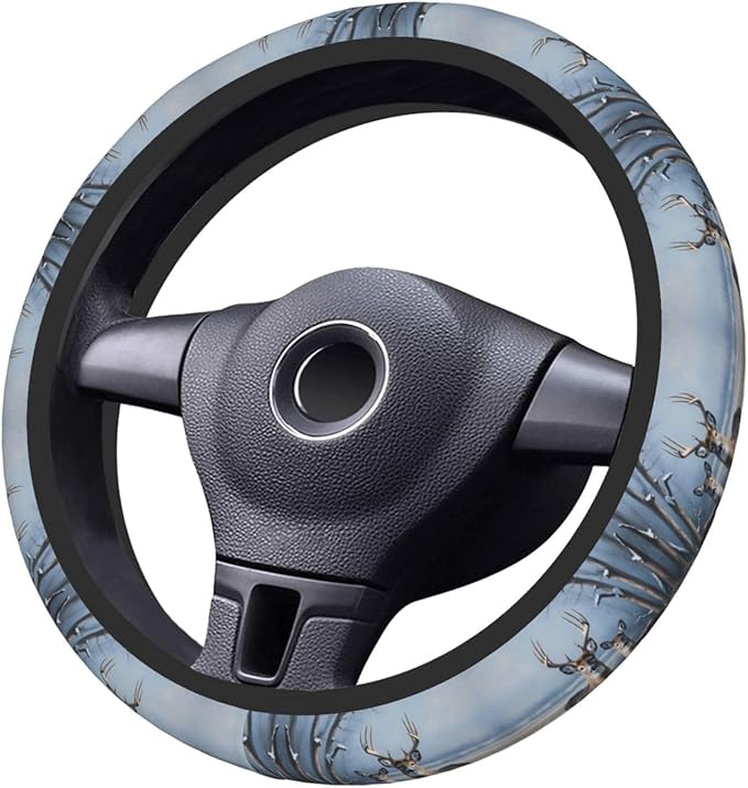 Whitetail Deer Universal Fit Steering Wheel Cover for Car, Truck, and SUV, Durable Steering Wheel Protection
