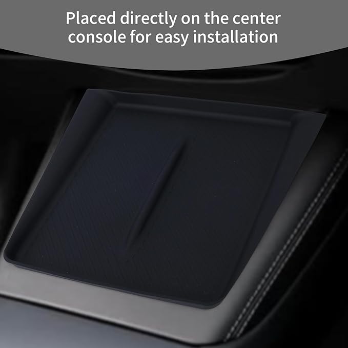 Center Console Wireless Pad, Upgrade Silicone Mat Non-Slip Design Charging Protector Black Center Console Accessories for Car Model 2025 New Version Juniper Y