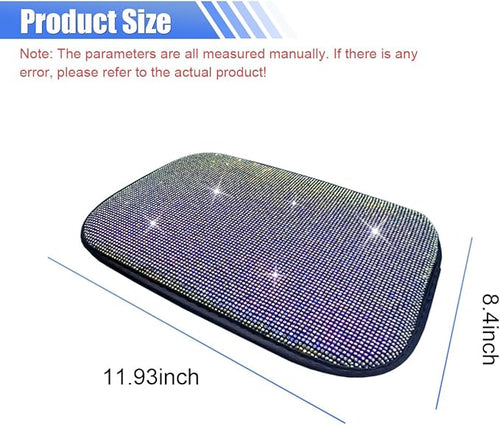 11.9''×8.4'' Bling Car Center Console Cover, Crystal Rhinestone Arm Rest Protective Cushion Pad, Diamond Soft Elbow Pillow, Auto Interior Decoration Accessories for Women Girls (Colorful)