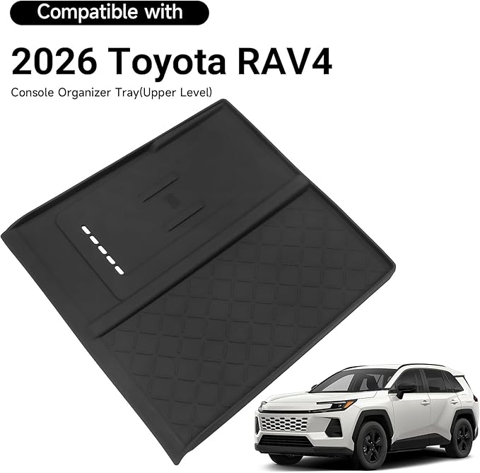 Wireless Charging Anti-Slip Pad Fit for Toyota RAV4 2026 Accessories,XSE GR Sport Hybrid Limited XLE Woodland,Silicone Center Console Tray Liner