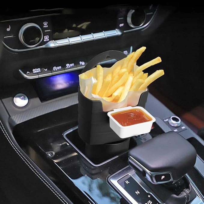 French Fry Holder for Car Multi-Purpose Fast Food Drink Cup Holder Expander Car Storage Box Holder with Dipping Sauce Holder