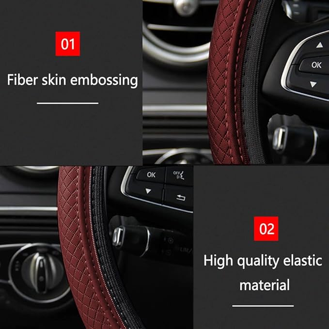 Car Steering Wheel Cover, Steering Wheel Cover for Men and Women, 15 Inch Microfiber Leather Auto Steering Wheel C Over, PU Leather Car Steering Wheel Cover Fit for Most Cars, SUVs, Trucks