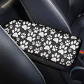 GLENLCWE White Puppy Paws Print Car Armrest Cover with Rubber Band,Soft Shoulder Cushion Center Console Pad Non Slip Universal Car Accessories