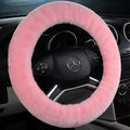 OGLAND Natural Fur Wool Sheepskin car Steering Wheel Cover,Protector for Universal Steering Wheel 15 Inchs, Anti-Slip,Comforting and Luxurious, Soft Texture, Gift for Women (Korean Pink)
