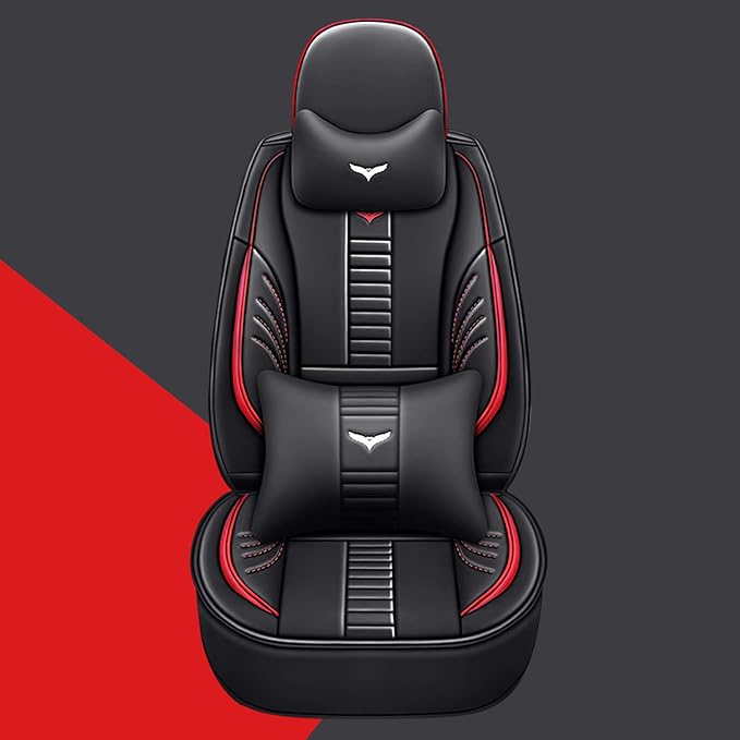 Pengchen Luxury 2 Seats Car Seat Covers Protectors for Honda Crosstour 2012-2015, Back Storage Bag Design & Headrest Pillow & Lumbar Support Black & Red Line