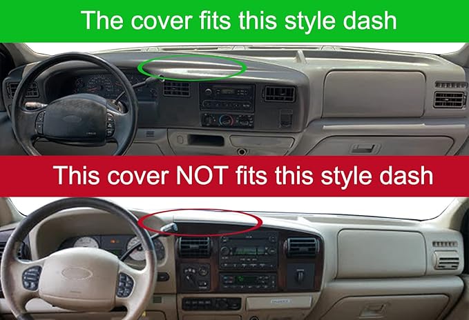 Dashboard Cover Dash Cover Mat Pad Carpet Custom Fit for Ford F250 F350 F450 Super Duty 1999 2000 2001 2002 2003 2004 / Ford Excursion 2000-2005 (Dark Gray) Y72