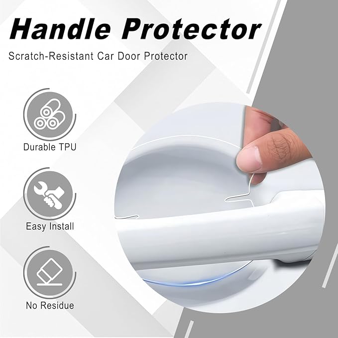 10 PCS Car Door Handle Scratch Protector, Transparent Film Invisible Door Handle Protectors for Vehicles, Guard Scratch Paint Shield for Cars SUVs Trucks (Clear)