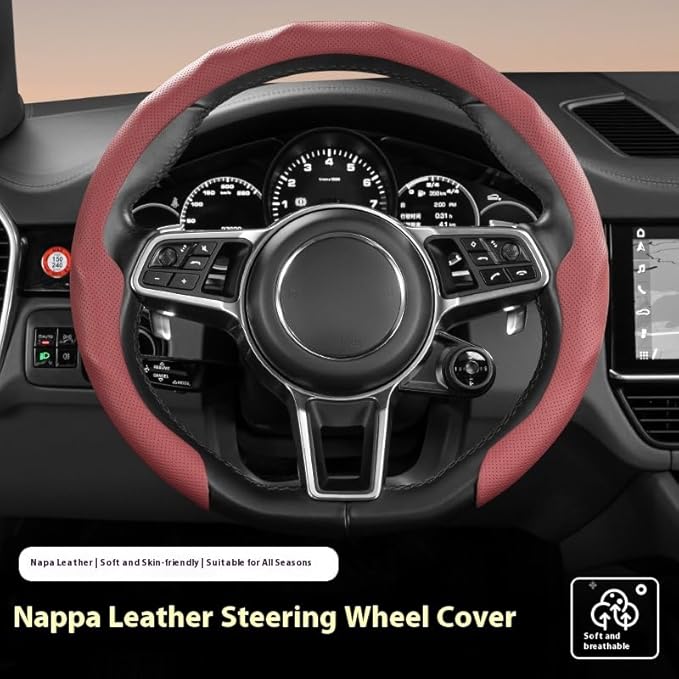 Universal Steering Wheel Cover, D-Type O-Type Design, All Season Car Accessory (Yellow)