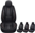 Pengchen Auto Front Seat Covers Fit for Nissan Versa 2009-2025, 3D Front Split Bench Protection Compatible with Side Airbag Black & Coffee Line