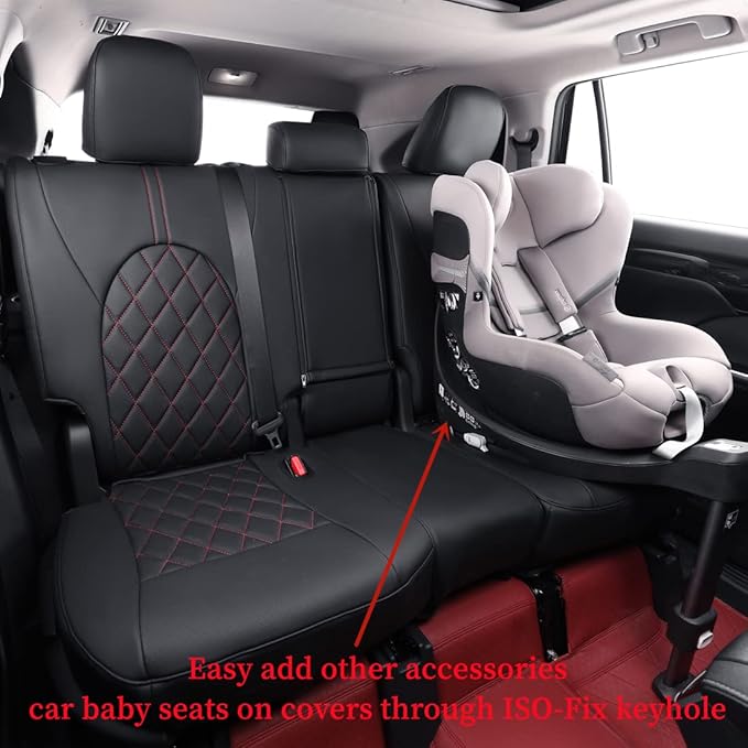 coverdream Grand Highlander Seat Covers Full Set for 2024 2025 2026 Toyota Grand Highlander SUV Seat Cushion,2nd Row w/Captain Seats,Fully Covered,Luxury Leather Car Seat Protector(Black & Diamond)