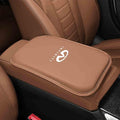 Car Armrest Box Pad for Infiniti QX60/Q50L/QX50/QX55/Q60 Leather Car Armrest Box Cushion Waterproof Center Console Mat Armrest Mat Armrest Cover Accessories,Brown-Without Storage Bag