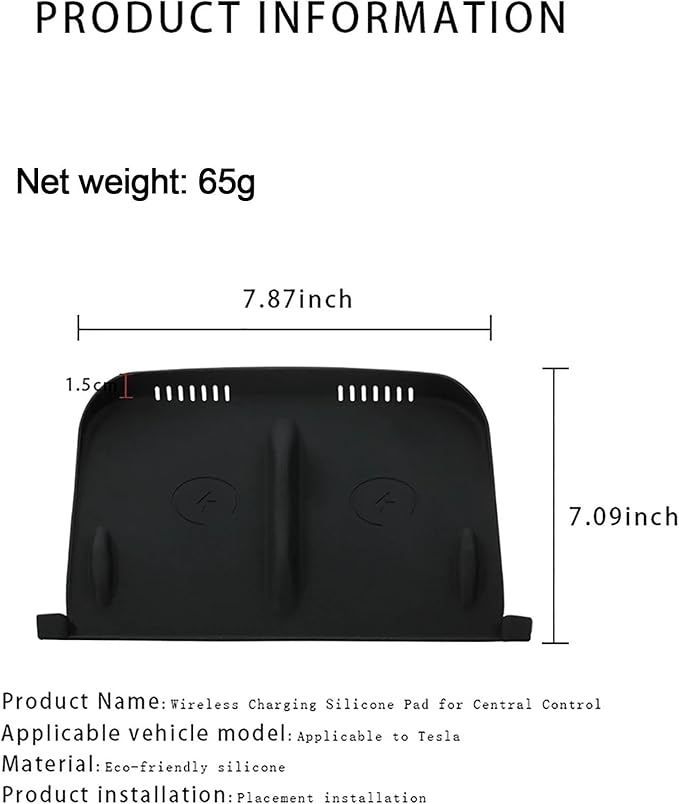 Model Y Center Consoles Wireless Charging Pad, Non-Slip Silicone Mat for Tesla Model 3/ Y Juniper 2025 2024 Phone Charger Protective Pad Car Interior Accessories(White,for Model 3/Y 2024)