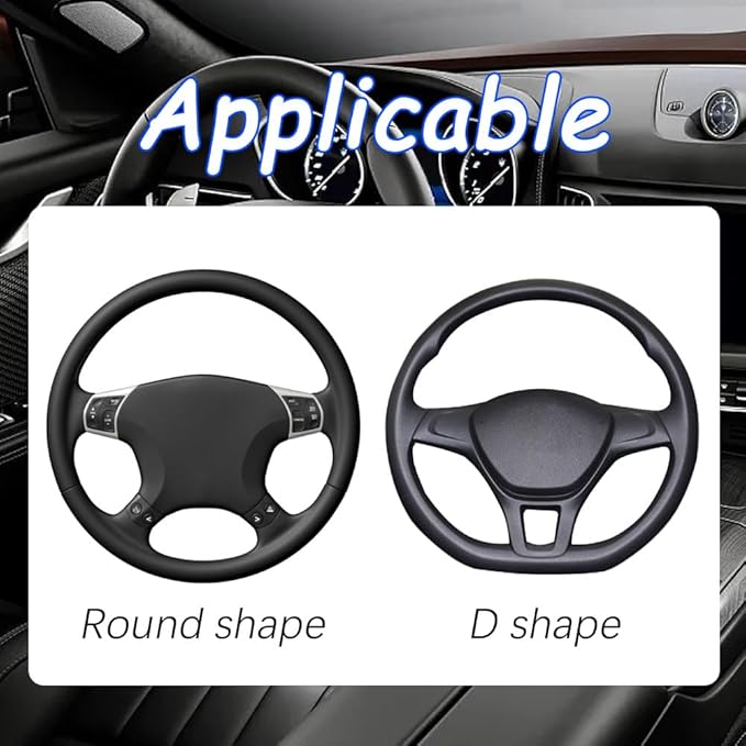Car Steering Wheel Cover, 15 Inch Carbon Steering Wheel Cover, Breathable Anti-Slip Steering Wheels Accessories for Men Women, Car Interior Accessories for Most Cars