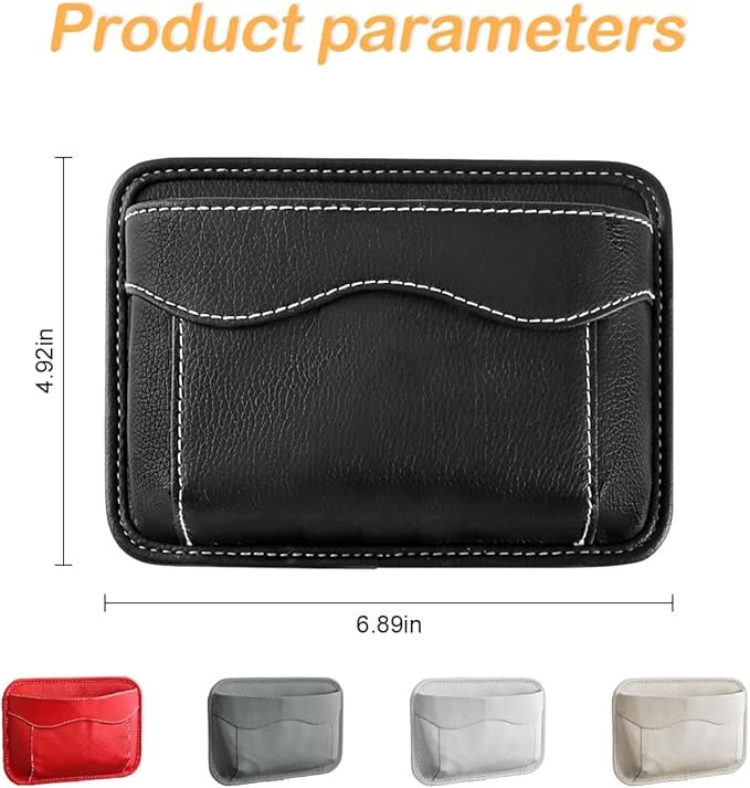 Car Seat Side Pocket Organizer, PU Leather Pen Phone Sunglasses Holder Tray Pouch Seat Gap Filler, Mini Storage Bag Car Interior Accessories for Auto Seat Door Window Console (Black)
