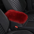 Wool Car Center Console Cover,Universal Fluffy Sheepskin Car Armrest Pad,Car Interior Accessory for Women Men,Armrest Cover Protector for Cars,Vehicles,SUV Red