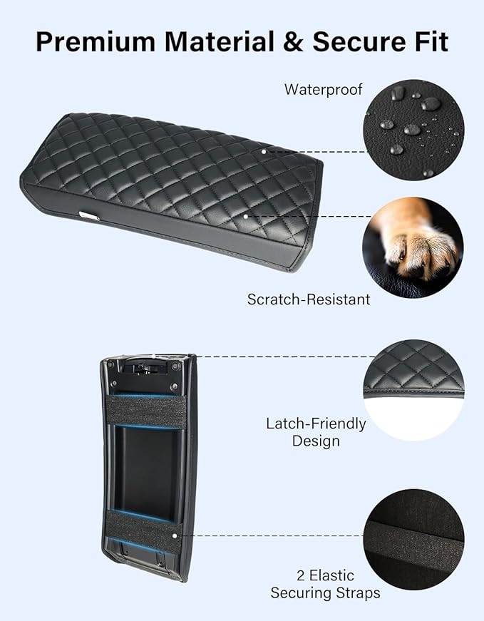 Center Console Armrest Cover for 2004 2005 2006 2007 2008 2009 Toyota Prius Accessories, Microfiber Leather Middle Console Cushion Protector, Anti-Scratch, Black