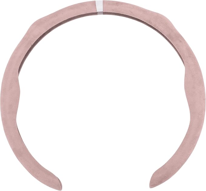 Suede Steering Wheel Cover ABS Car Steering Wheel Protector 14.96" Pink Silver Tone 1 Pc