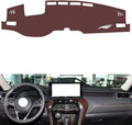 Leather Dashboard Cover Compatible with Toyota Venza（HUD） 2021-2024,Dash Board Cover mat Anti-Slip Sun-Proof and dust-Proof(Brown)