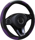 Car Steering Wheel Cover, 15 inch Carbon Fiber Microfiber PU Leather Elastic Steering Wheel Protector for Men Women,Universal Durable Car Decorative Fit for Most Cars, Trucks, SVU(Purple)