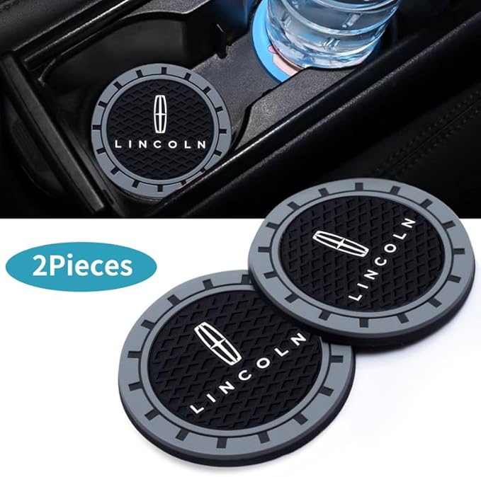 Silicone 2PCS Car Cup Mat Holder Coasters Compatible with Lincoln MKC Nautilus Aviator Navigator MKZ Continental, Non-Slip Car Coasters for Cup Holder Interior